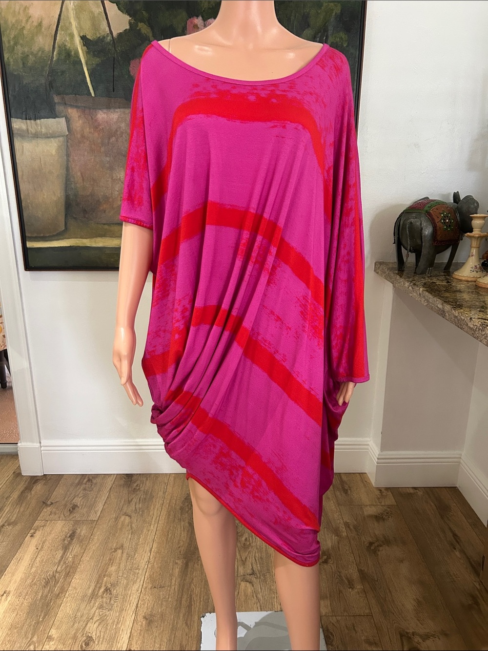 Vivienne Westwood Anglomania Vibrant Pink & Red Oversized Tunic Dress
